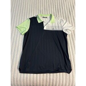 J Lindeberg Cliff Regular Fit Polo Shirt Men’s XL Green Black White Colorblock